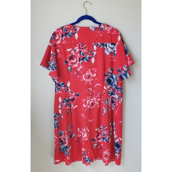 City Chic Red Paris Floral Mini Dress - Picture 7 of 8